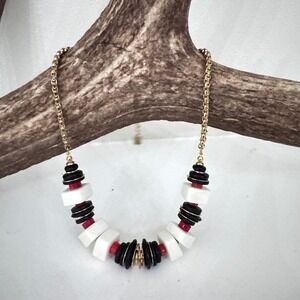 RLM Soho Robert Lee Morris Signed Lucite Geometric Statement Necklace Black Red